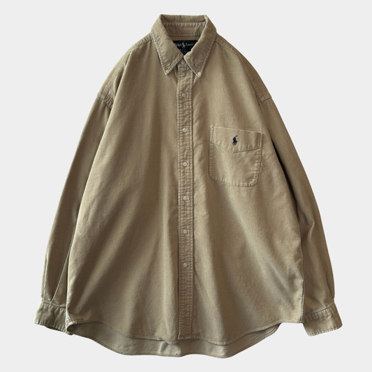 Ralph Lauren ラルフローレン ”BIG SHIRT" ボタンダウンコーデュロイシャツ ベージュ(L)/C1725SH-SO