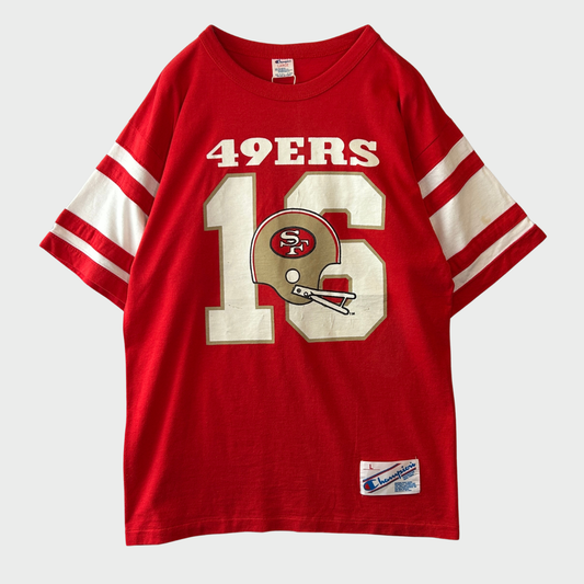 80's Champion チャンピオン トリコタグ NFL サンフランシスコ 49ers フットボールTシャツ 赤 (L) /A7563T-SO