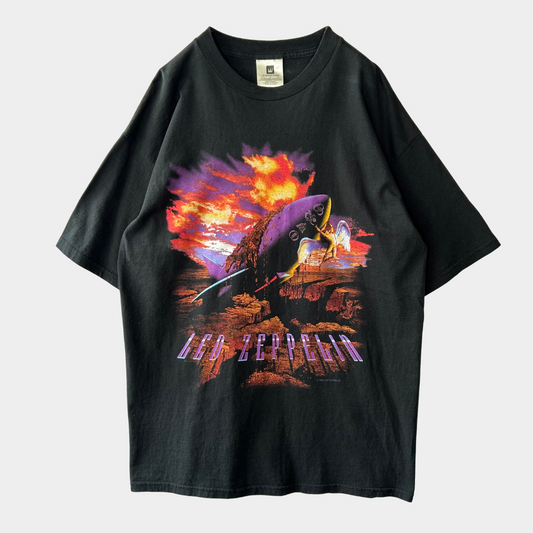 90's LED ZEPPELIN レッドツェッペリン Tシャツ Swan Song WINTERLAND 黒(XL)A6693T-SO