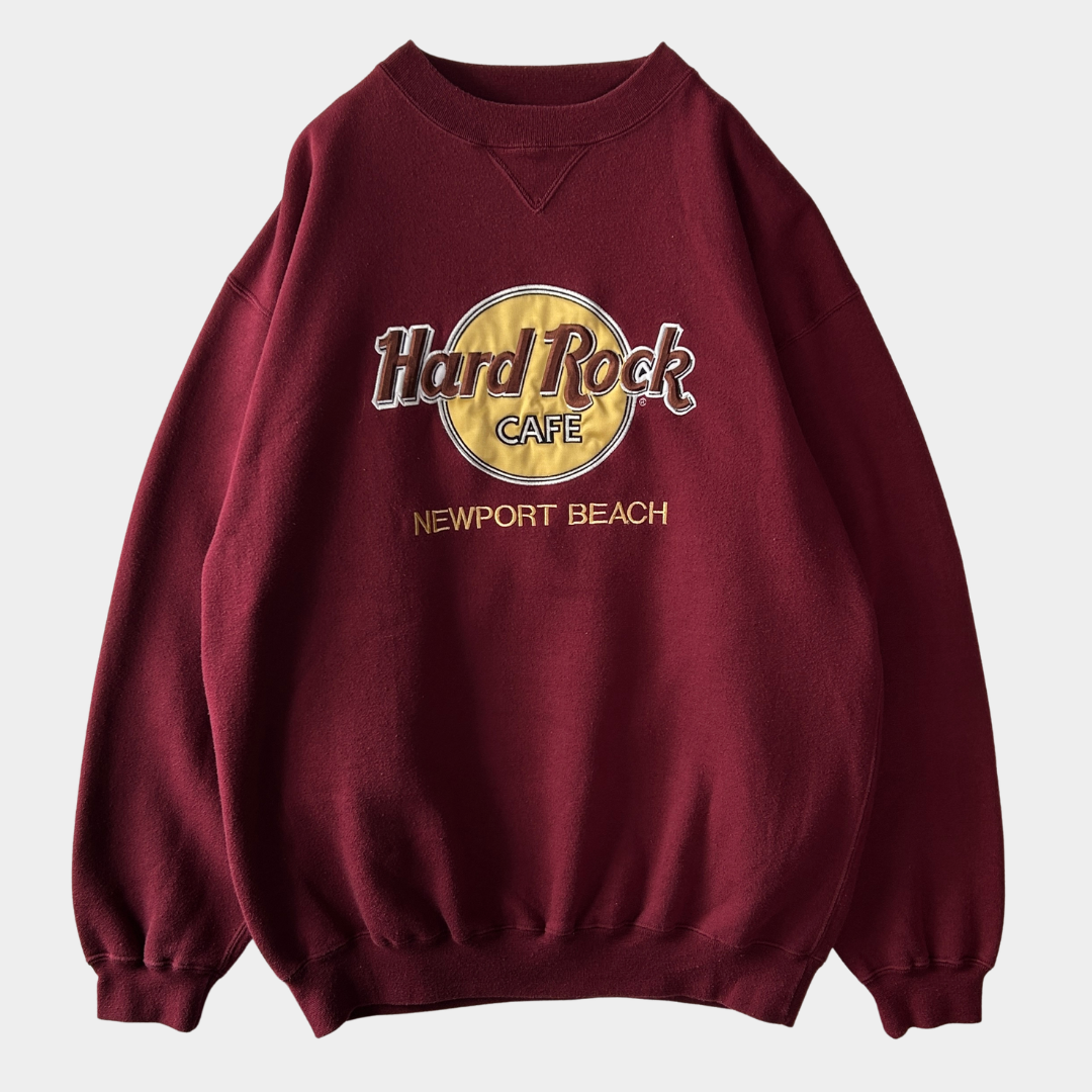 90's~ Hard Rock Cafe Newport Beach ロゴスウェットシャツ ワインレッド (サイズ不明)/C0414S-SO