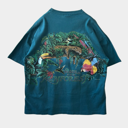 90's "WAKE UP TO THE RAINFOREST" T-shirt (XL)/A2120T-SO