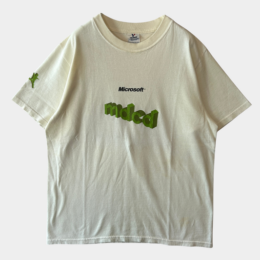 90's  YAZBEC Microsoft MDCD プリントTシャツ ベージュ M/B2751T-SO