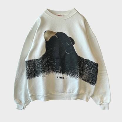 90's Hanes ヘインズ Wheelhouse Design A Hug クマ アニマル スウェット 白 (XL) /A8919S-SO