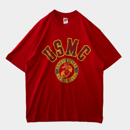 90's SOFFE USMC ミリタリー ロゴTシャツ 赤(L)/A6396T-SO