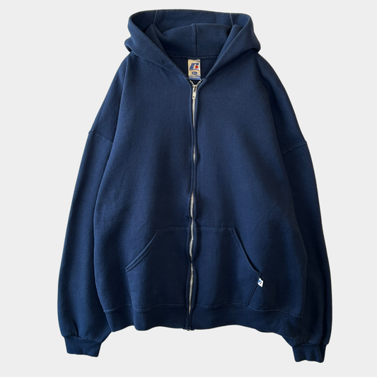 00's Russell ラッセル ジップアップフーディー スウェット パーカー 紺(XL)/A9565S-SO