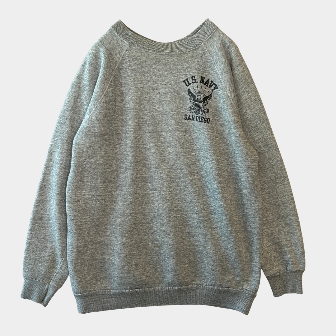 80's~ U.S.NAVY ラグランスウェット 杢グレー /B1544S-SO