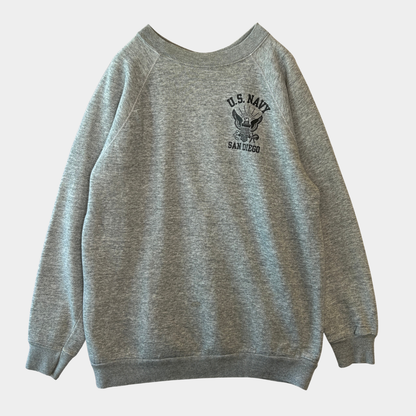 80's~ U.S.NAVY ラグランスウェット 杢グレー /B1544S-SO