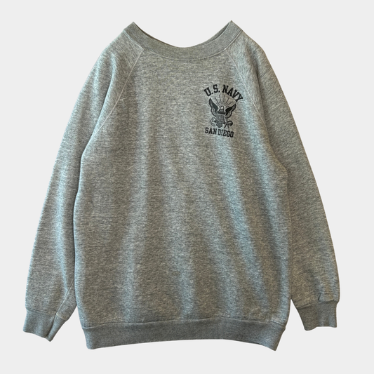 80's~ U.S.NAVY ラグランスウェット 杢グレー /B1544S-SO