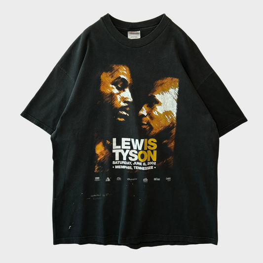 00's  Hanes  Mke Tyson  Lennox Lewis "WBC・IBF・IBO世界ヘビータイトルマッチ2002" プリントTシャツ 黒 XL /A7335T-SO