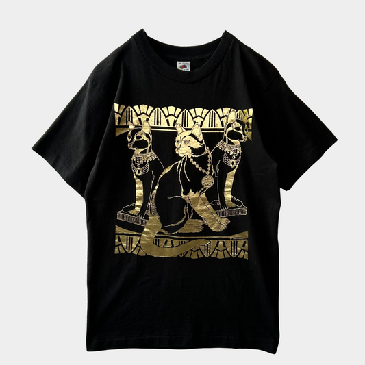 90's Fruit of The Loom AIR WEAVES INC Egyptian Cat ネコアートTシャツ(M)/B2124T-SO