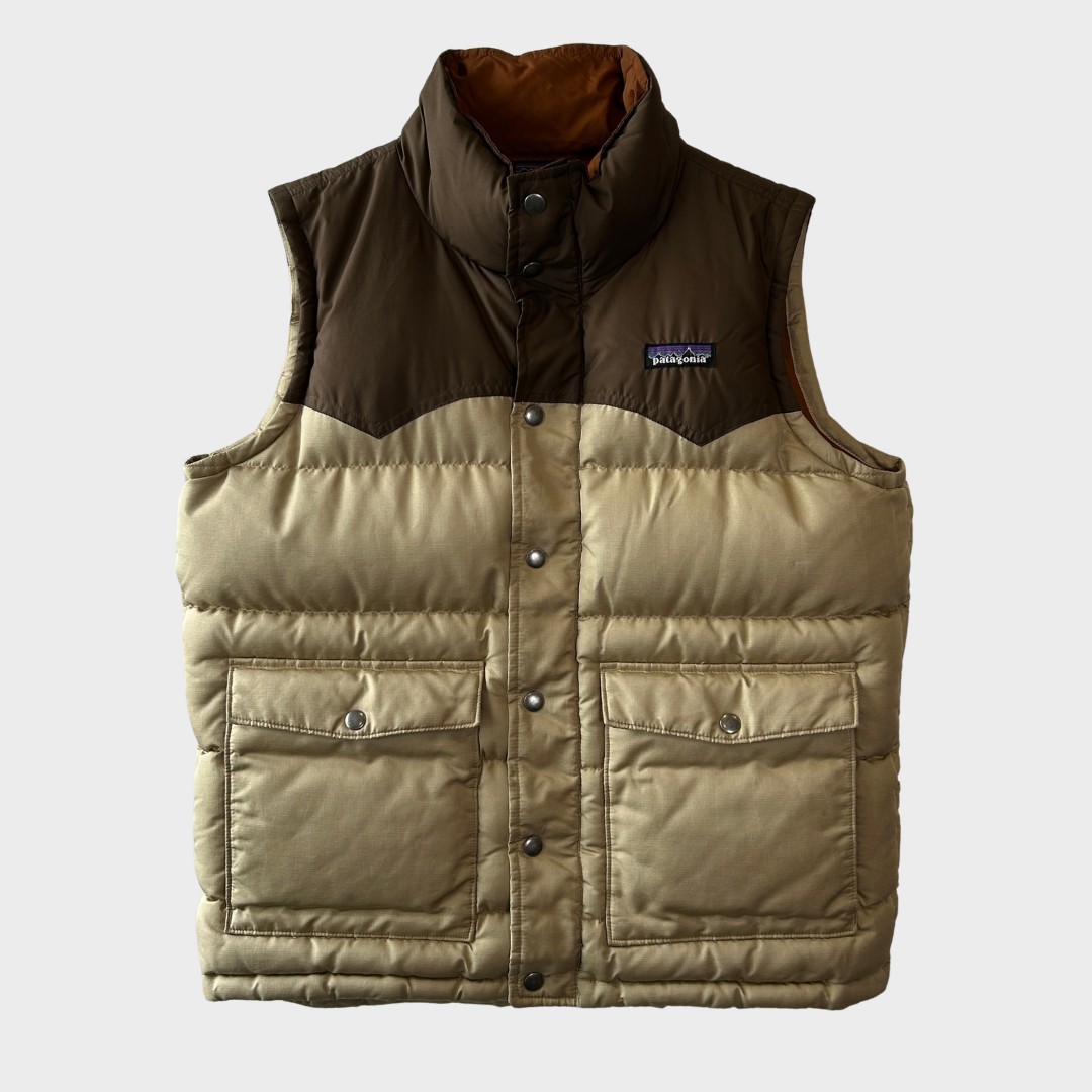 2009 Patagonia パタゴニア スリングショット・ダウンベスト ブラウン × ベージュ (S)/B4218V-SO