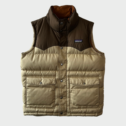 2009 Patagonia パタゴニア スリングショット・ダウンベスト ブラウン × ベージュ (S)/B4218V-SO