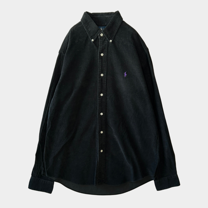 00's Ralph Lauren ラルフローレン コーデュロイシャツ 黒 (L)/B1506S-SO