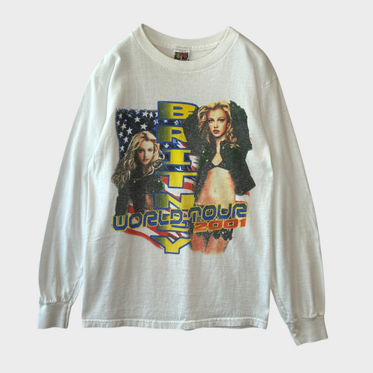 00's  FRUIT OF THE LOOM ブリトニー・スピアーズ WORLD TOUR 2001 ツアー ロンT 白 S /A6519T-SO
