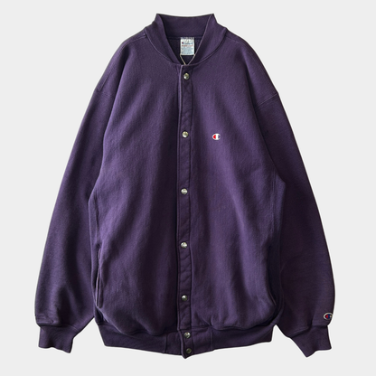 90's Champion Reverse Weave リバースウィーブ スナップカーディガン スウェット イレギュラー 紫(XXL)/C0663R-SO