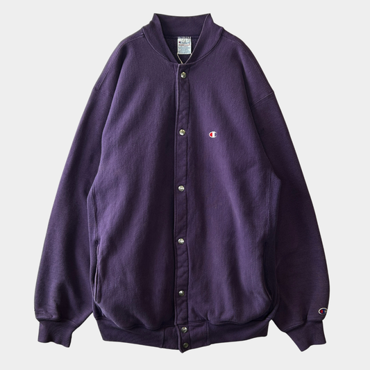 90's Champion Reverse Weave リバースウィーブ スナップカーディガン スウェット イレギュラー 紫(XXL)/C0663R-SO