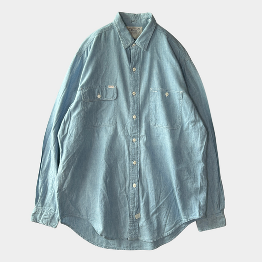90's Polo by Ralph Lauren シャンブレーシャツ ライトブルー (L)/A7773SH-SO