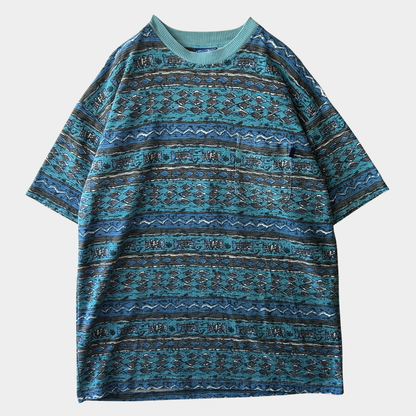 90's Ocean Pacific ネイティブ柄 サーフ ポケットTシャツ 青系統 (2XLT)/C1227T-SO