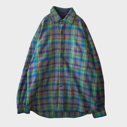 GAP ギャップ タータンチェック ネルシャツ 緑青グレー (推定M) /A8818SH-SO