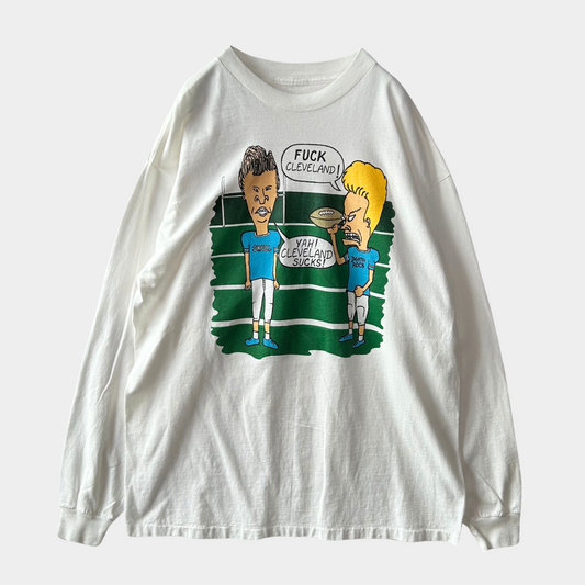 90's BEAVIS AND BUTT-HEAD ビーバス＆バットヘッド ロンT 白(サイズ不明)/B0920T-SO