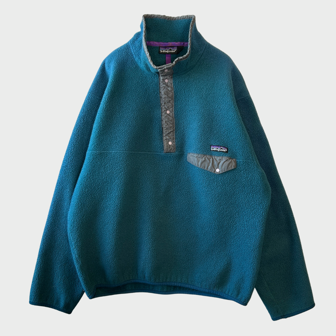 90's Patagonia パタゴニア スナップT フリース プルオーバー ターコイズブルー (L) /A9852F-SO