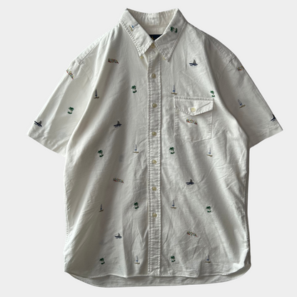 00's Ralph Lauren ラルフローレン B/Dオックスフォードシャツ 半袖 白(L)/B2551SH-SO