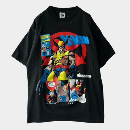 90's Marvel X-Men ウルヴァリン キャラクターTシャツ 黒 (L)/C1014T-SO