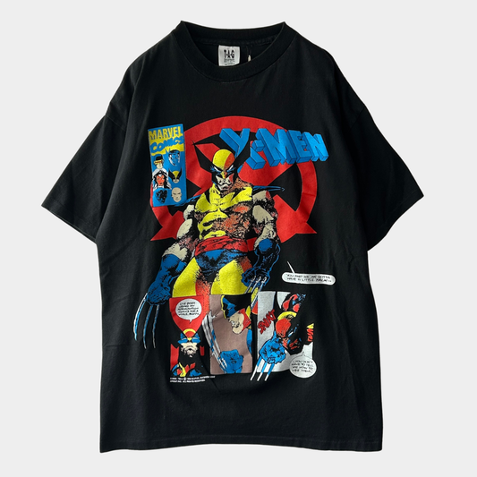 90's Marvel X-Men ウルヴァリン キャラクターTシャツ 黒 (L)/C1014T-SO