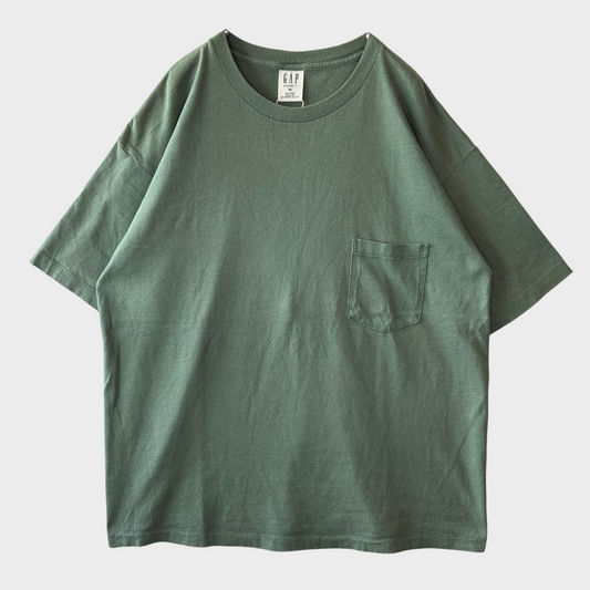 90's OLD GAP ポケットT シャツ シングルステッチ 緑 (XL)/A2782T-SO