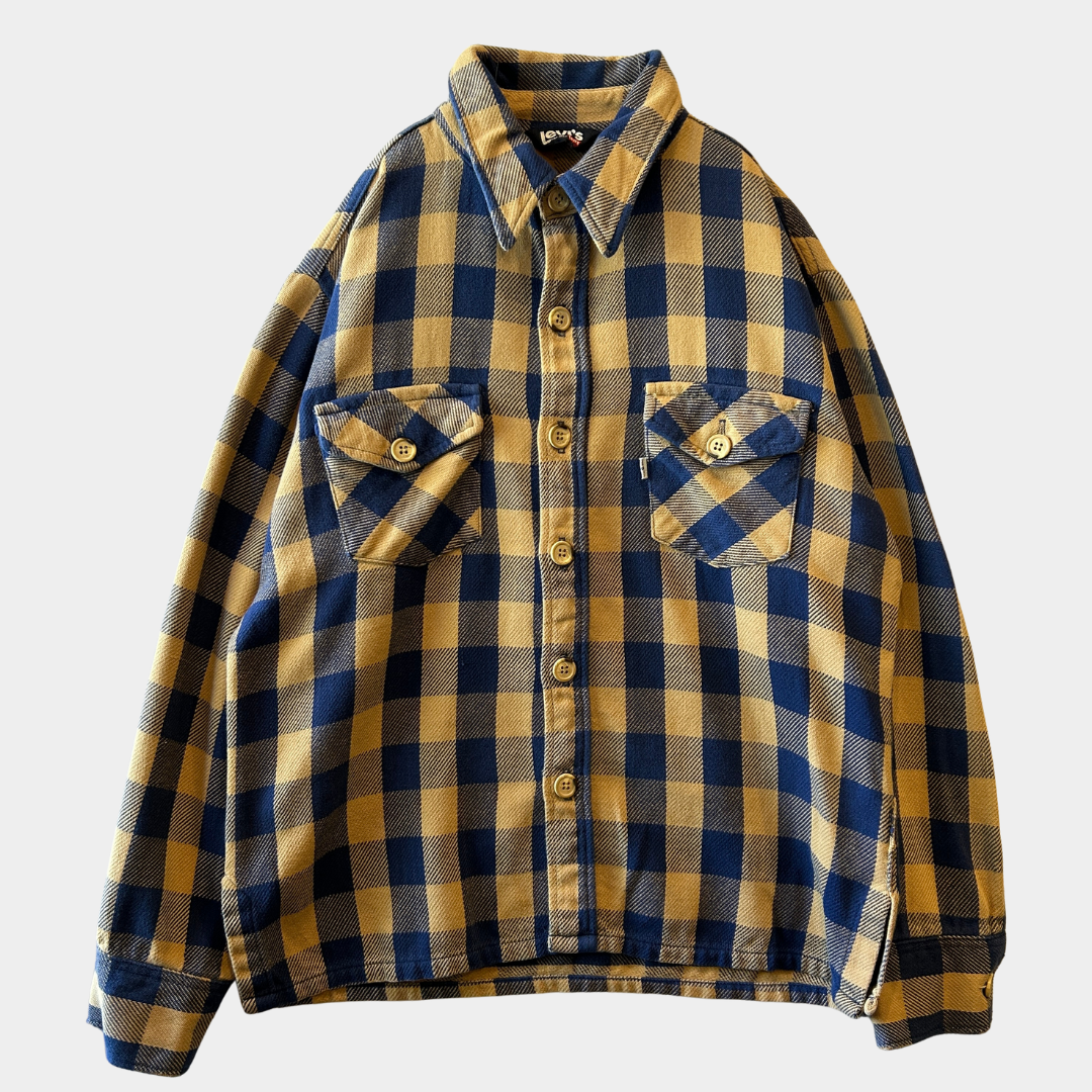 80's Levi's for men flannel shirt リーバイス ネルシャツ ベージュ ブルー (不明)/A8953SH-SO