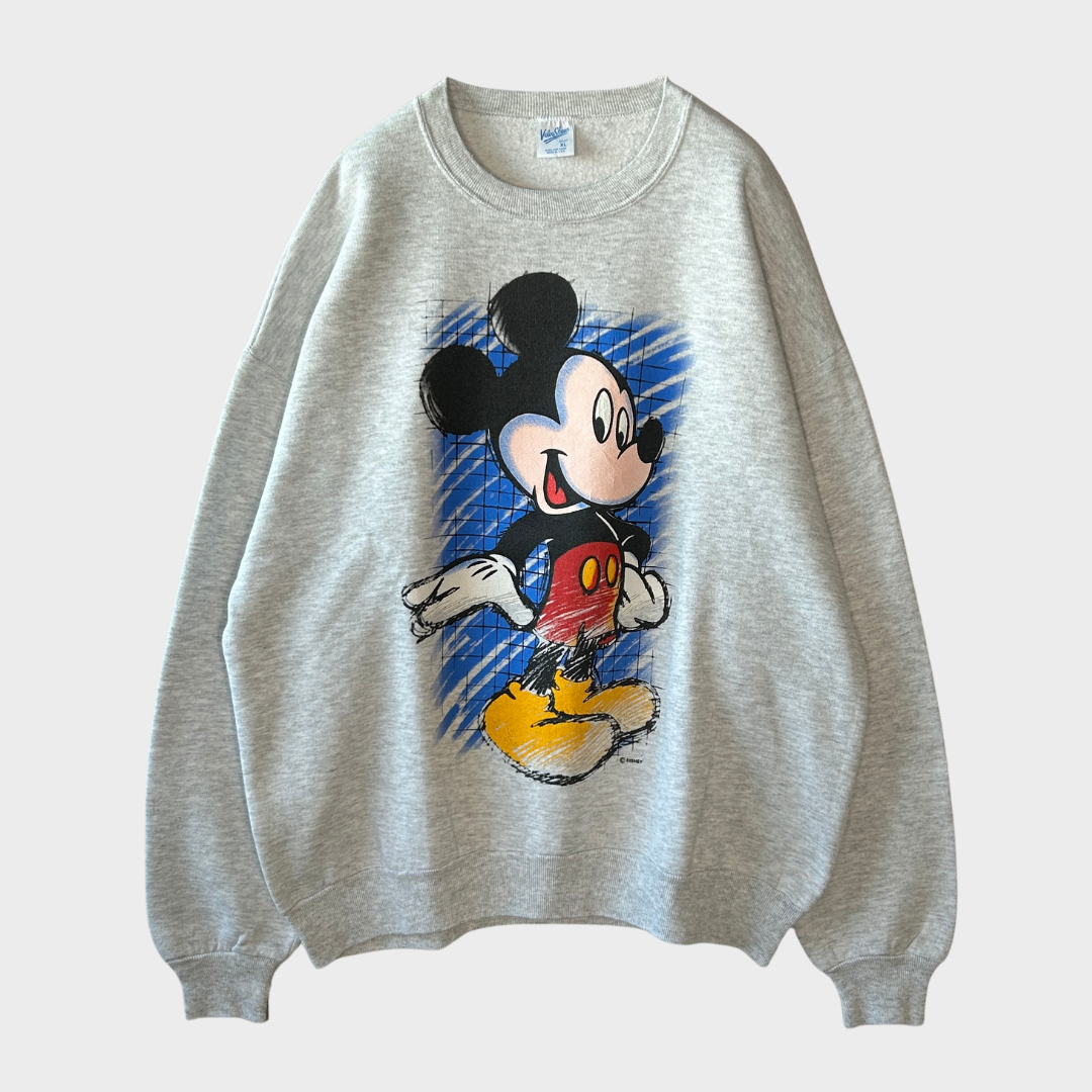 80~90's Velva Sheen Mickey ディズニー ミッキー スウェット グレー(XL)/B0082S-SO