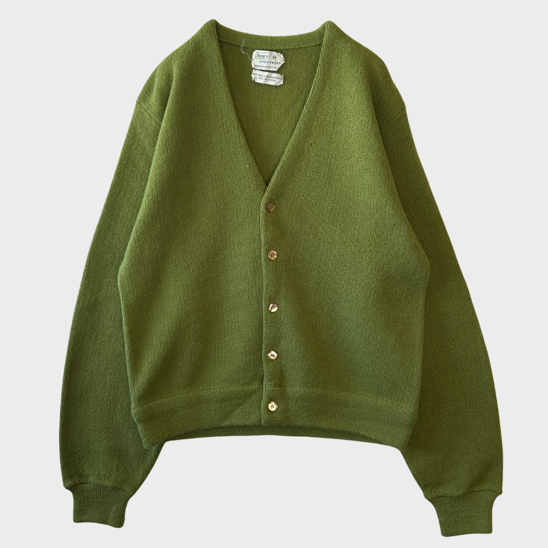 60's Sears モヘアカーディガン グリーン (M)/A8196K-SO