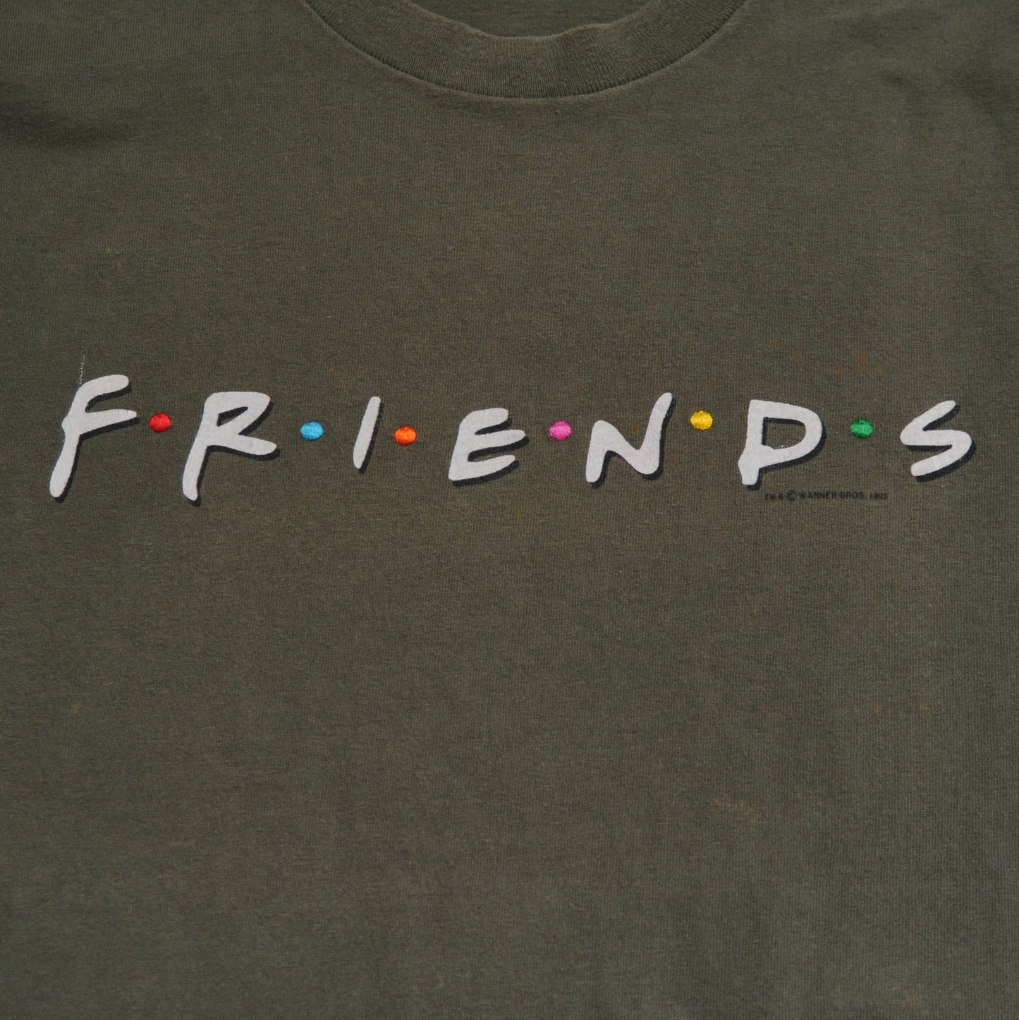 90’s FRIENDS 海外ドラマ NBC プリント＆刺繍Tシャツ カーキ (L)/A2714T-O