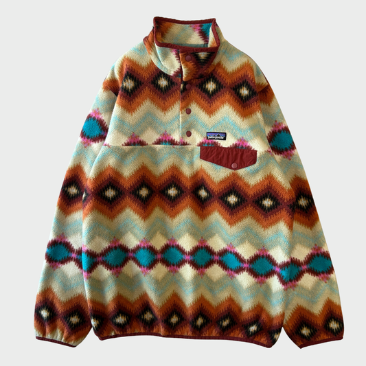 Patagonia パタゴニア スナップT ネイティブ柄 フリース オレンジベージュ L /B3189F-SO