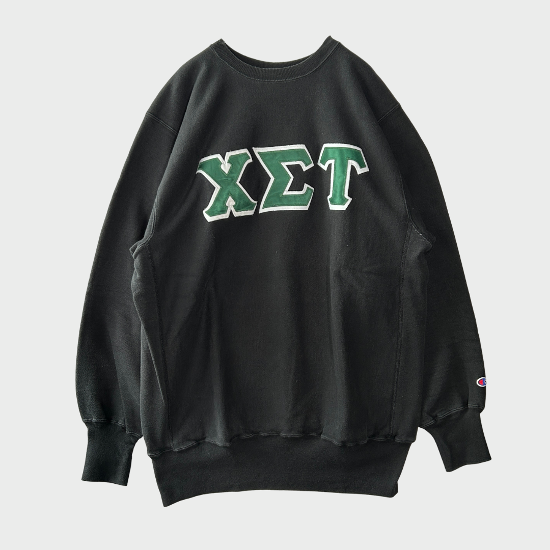 90's  Campion  REVERSE WEAVE リバースウィーブ 刺繍スウェット 黒 XXL /A7651S-SO