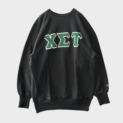 90's  Campion  REVERSE WEAVE リバースウィーブ 刺繍スウェット 黒 XXL /A7651S-SO