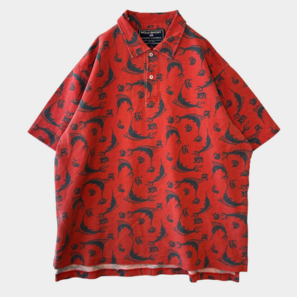 90's Polo Sport カジキマグロ柄ポロシャツ (XXL)/A3179T-SO