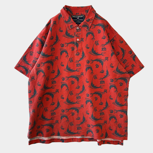 90's Polo Sport カジキマグロ柄ポロシャツ (XXL)/A3179T-SO