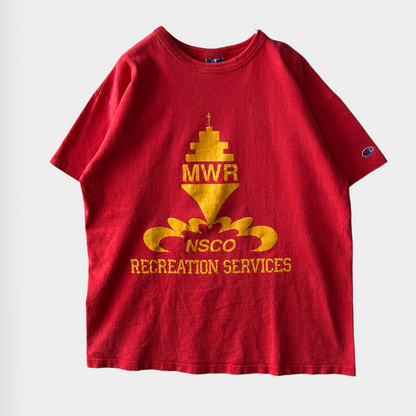 90's Champion NSCO Recreation Services Tシャツ 赤(XL)/A4503T-SO