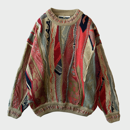 90's CARLO ALBERTO 総柄 3Dニット セーター マルチカラー (XS) /A8953K-SO