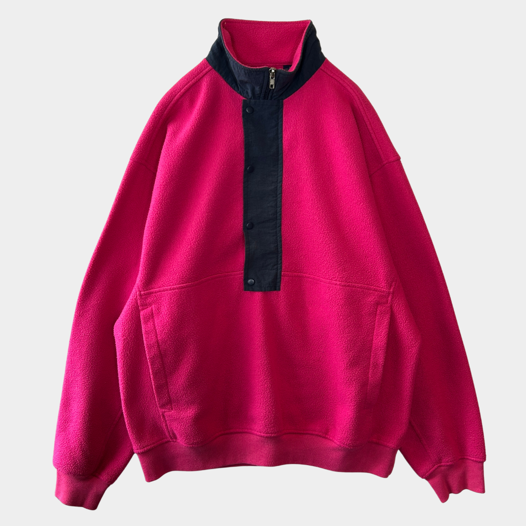 90's GAP ハーフジップフリース プルオーバー ピンク(M)/A9049O-SO