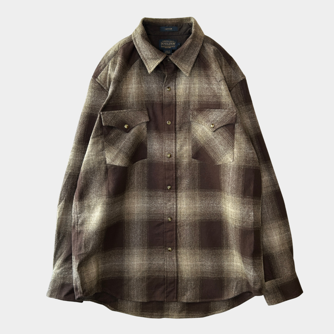 PENDLETON ペンドルトン オンブレ チェックウェスタンシャツ 茶(L)/8657SH-SO