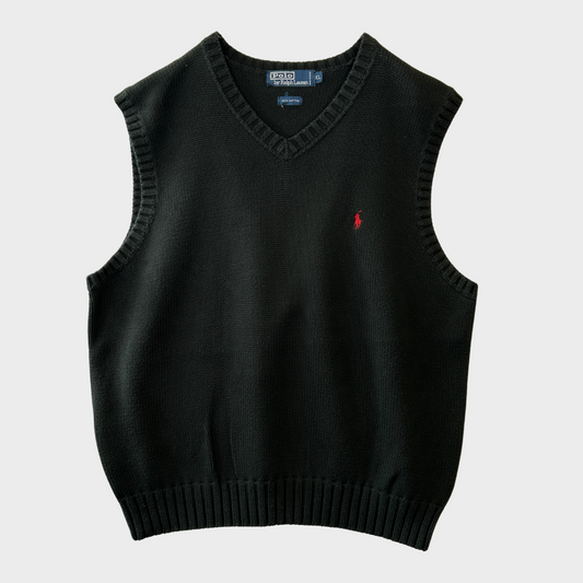 00's Polo by Ralph Lauren ラルフローレン ニットベスト 黒 (XL)/B2271V-SO