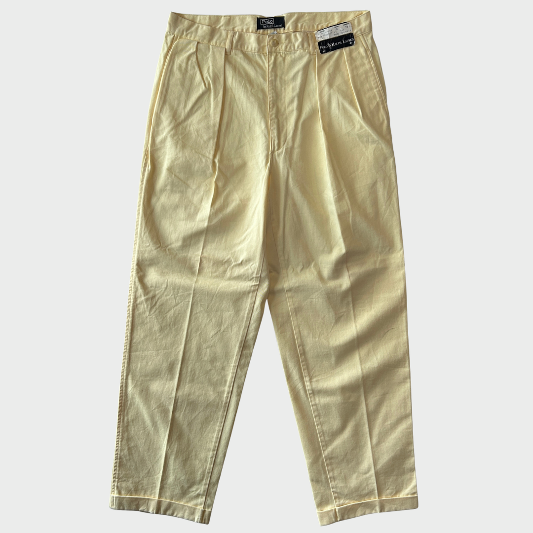 90's Polo Ralph Lauren ラルフローレン デッドストック ポロチノ 2タックチノパン ライトイエロー(34×34)/B3089P-SO