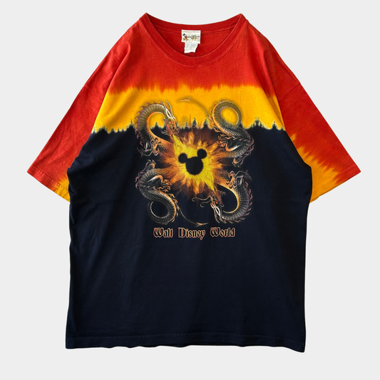 Walt Disney World ミッキーファイア ドラゴン タイダイTシャツ (L)/C0896T-SO