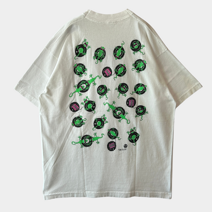 90's Fruit of the loom”NEW BRAUNFELS"トカゲバカンスTシャツ The Outhouse Design  白(XL)/B2752T-SO
