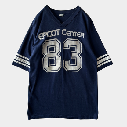 80's ARTEX EPCOT CENTER フロッキープリント フットボールTシャツ Disney World ディズニー (L)/A7637T-SO