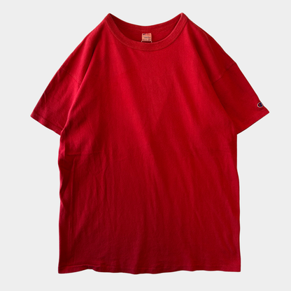 80's Champion 無地Tシャツ 目無し トリコタグ コットン100% レッド(XL)/C1367T-SO