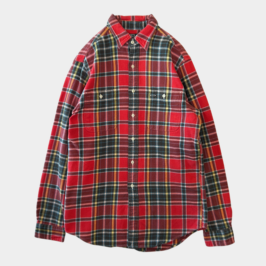 00's Polo ラルフローレン ヘビーネルシャツ 赤(M)/B3066SH-SO