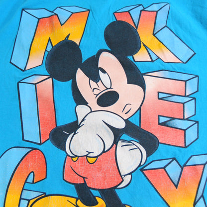 90's Disney Mickey California キャラクターTシャツ 青 (L)/A3968T-SO